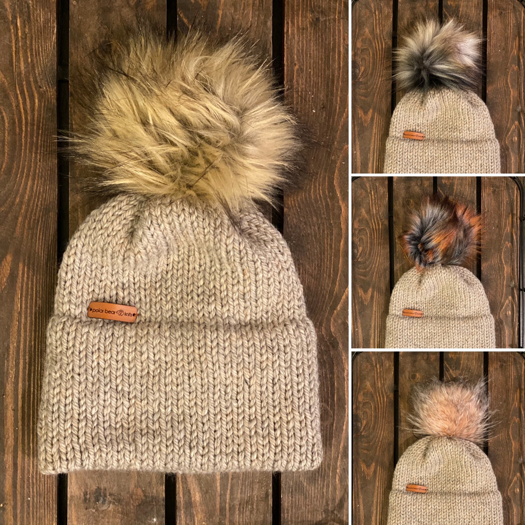 Double Brim Pouf Pom Hat