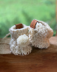 Cub Booties with Cotton Twill Tie